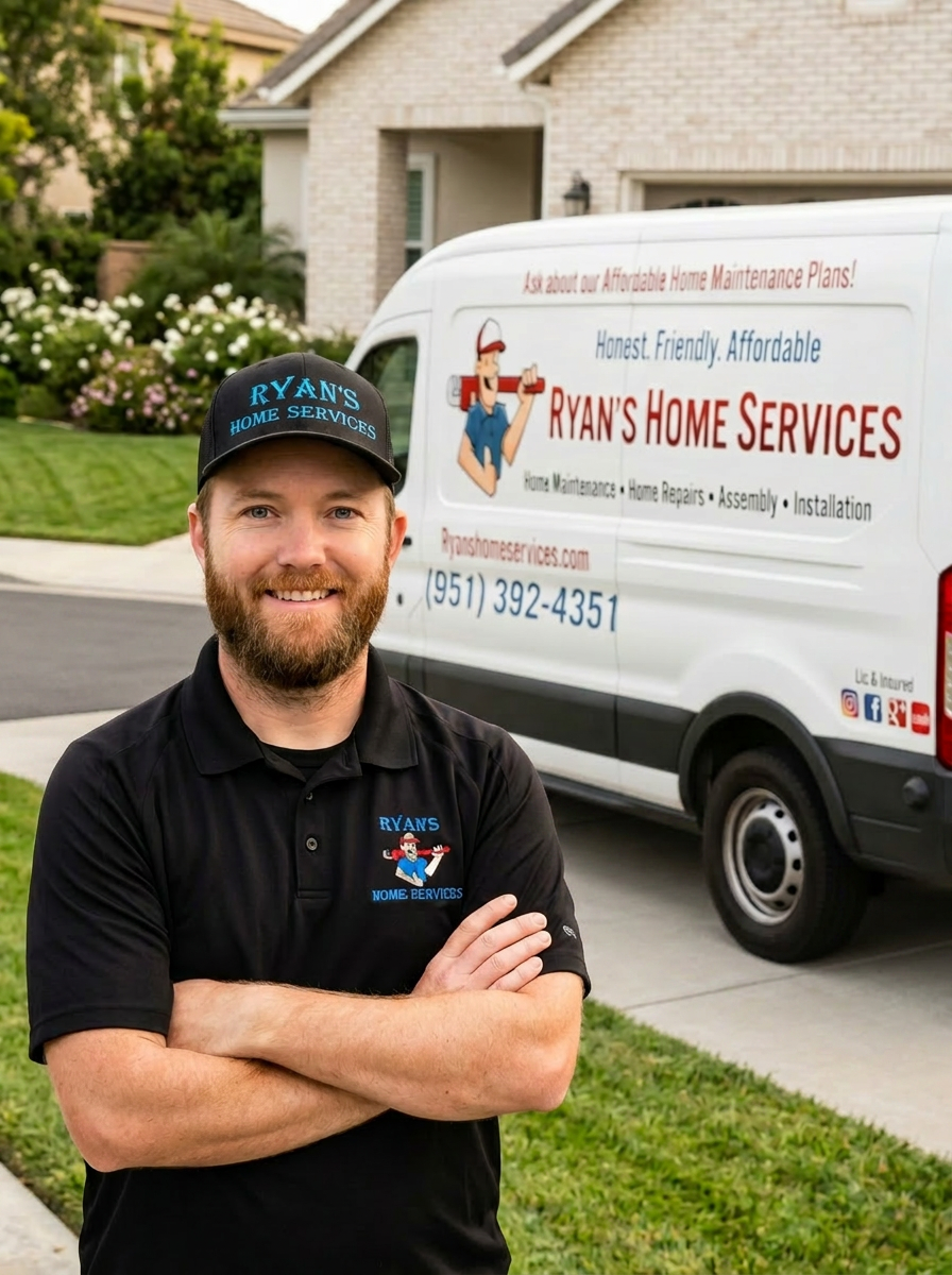 Ryan, founder of Ryan's Home Services, standing in front of company van in Beaumont, CA